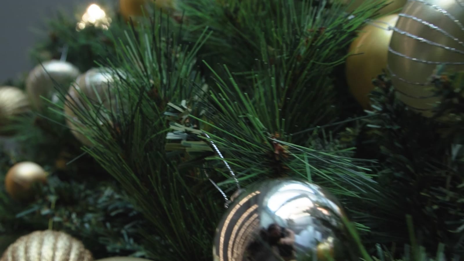 Gold Christmas decorations styled by The Festive Theme Co