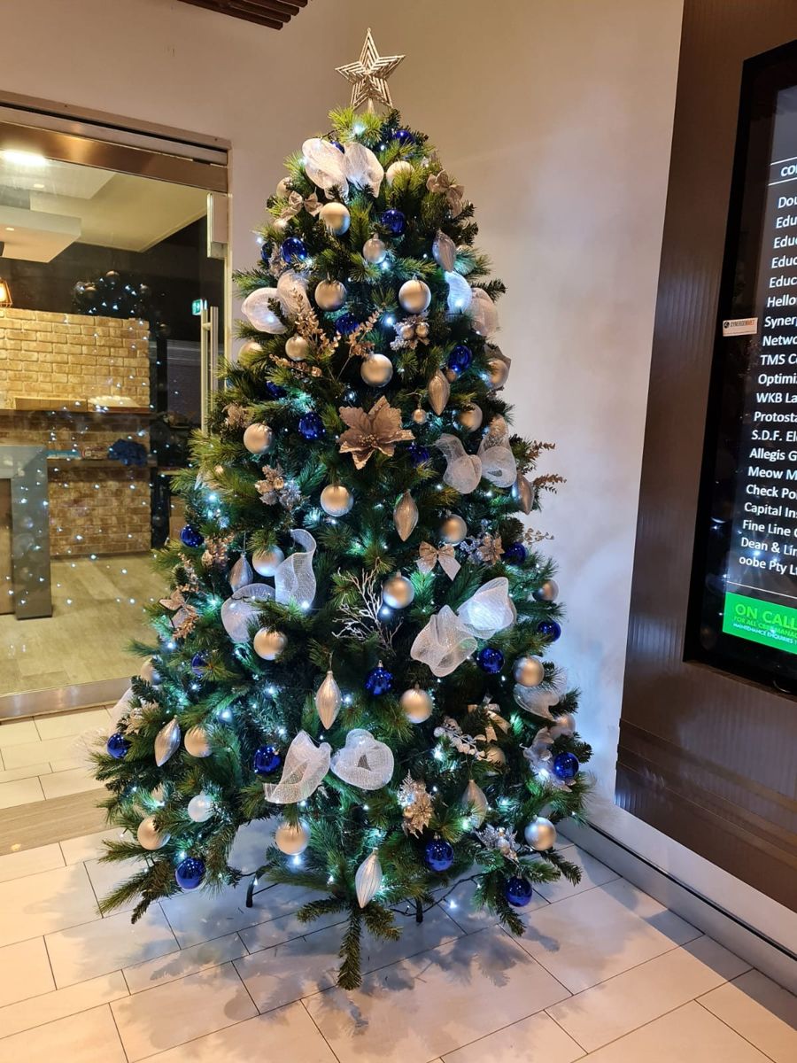 Blue and Silver Christmas tree theme