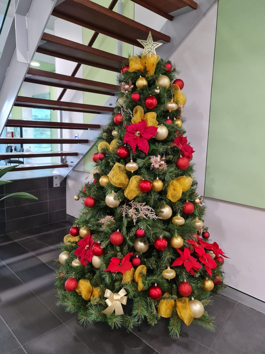 Red, Green and Gold Christmas tree theme